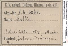 Etiketten zu Mellit (NHMW-MIN-Ab6864)